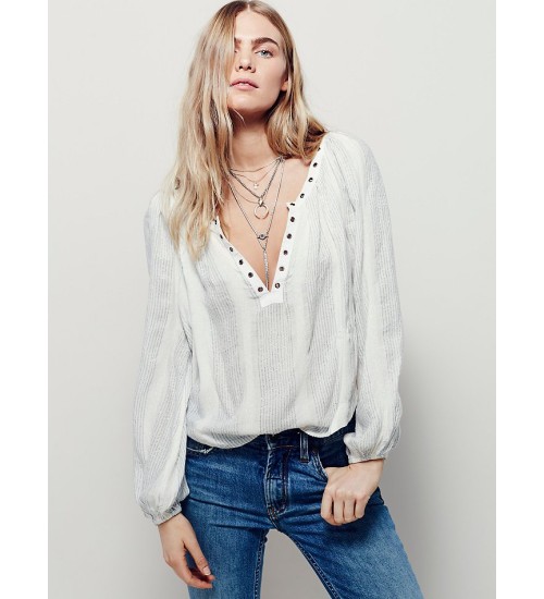 FREE PEOPLE - Against all Odds Blouse - Ivory Combo
