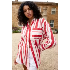 ASTON STUDIO - Buddy Shirt - Ruby Red Stripe