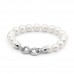 IKECHO - White 8.5-9.5mm circle Freshwater pearl bracelet 19cm with a sterling silver cubic zirconia infinity clasp