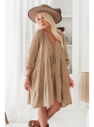 BYPIAS - Callie Linen Dress - Pictured in Camel
