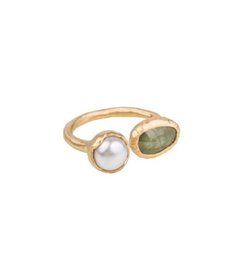 FAIRLEY - Pearl & Green Sapphire Ring