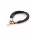 IKECHO PEARLS - Black Lamb Leather Bracelet Rose Gold Plated