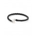 IKECHO PEARLS - Black Leather Stainless Steel Bracelet