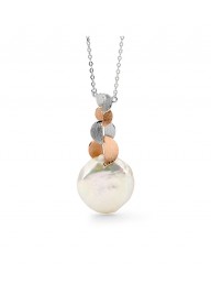 IKECHO PEARLS - Coin Silver Rose Gold Plates Chain Pendant