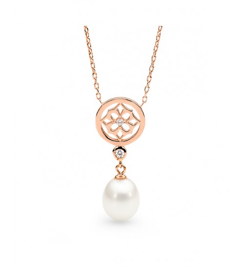 IKECHO PEARLS - FreshwaterPearl 14K Rose Gold Plated CZ Necklace