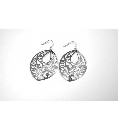  Cutout Design Silver Earring on French Hook