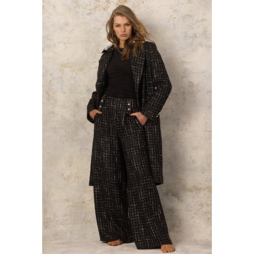 Claudia Sailor Pant Black with Silver Thread