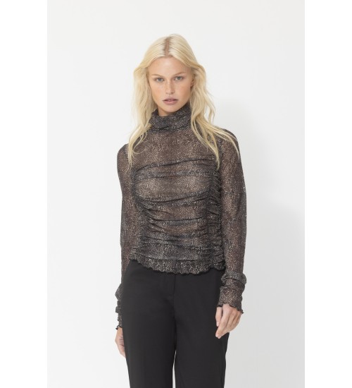 JOEY THE LABEL  - Baby Leopard Sheer Ruched Top 