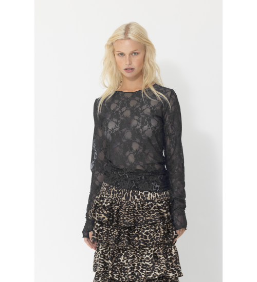 JOEY THE LABEL - Geo Floral Lace Top - Black