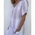 LISA BROWN - Loni Linen Vee - White  (*Pictured in Stripe)