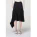 ONCEWAS - Berkeley Drape Midi Skirt in Black