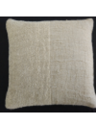 Ada - Woven Linen Cushion - Natural & Blue/Grey