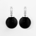 SYBELLA - 1/2 Pave Hook & 12mm Black Agate Earrings