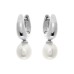 SYBELLA - Rhodium Hoop & Freshwater Pearl Earrings