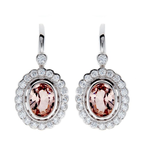 SYBELLA - Elizabeth Oval Pink Cubic Zirconia Earrings