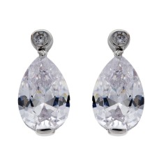 SYBELLA - Rhodium Large Tear Drop Cubic Zirconia Studs