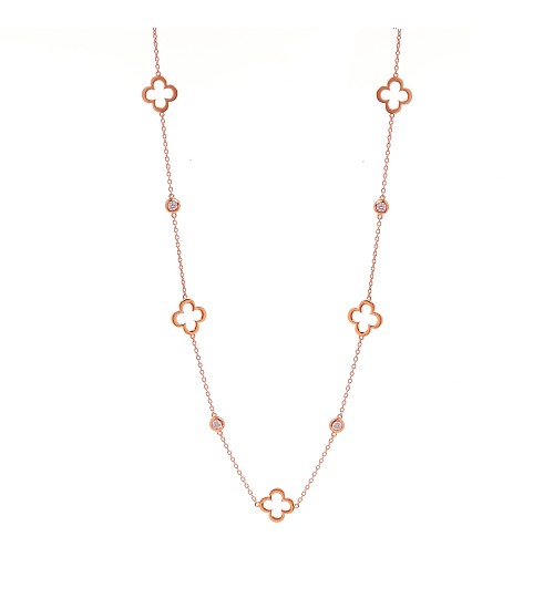 SYBELLA - Rose Gold Flower & Cubic Zirconia Necklace