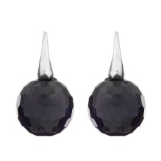 SYBELLA - Rhodium Facetted Saphire Ball Earrings